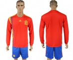 Wholesale Cheap Spain Blank Red Home Long Sleeves Soccer Country Jersey