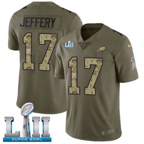 Wholesale Cheap Nike Eagles #17 Alshon Jeffery Olive/Camo Super Bowl LII Men\'s Stitched NFL Limited 2017 Salute To Service Jersey