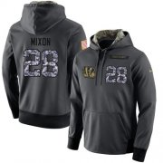 Wholesale Cheap NFL Men's Nike Cincinnati Bengals #28 Joe Mixon Stitched Black Anthracite Salute to Service Player Performance Hoodie