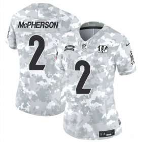 Cheap Women\'s Cincinnati Bengals #2 Evan McPherson 2024 F.U.S.E Arctic Camo Salute To Service Limited Stitched Football Jersey(Run Small)