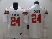 Wholesale Cheap Nike Browns 24 Nick Chubb White Vapor Untouchable Limited Jersey