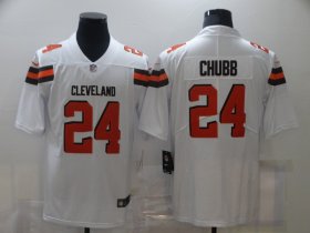 Wholesale Cheap Nike Browns 24 Nick Chubb White Vapor Untouchable Limited Jersey