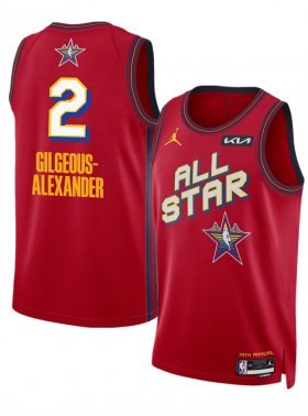 Cheap Men\'s 2025 All-Star #2 Shai Gilgeous-Alexander Red Stitched Basketball Jersey