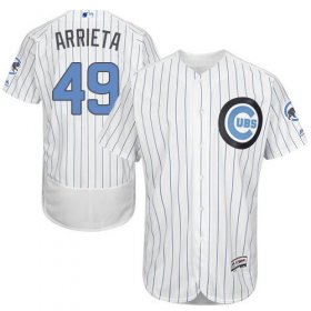 Wholesale Cheap Cubs #49 Jake Arrieta White(Blue Strip) Flexbase Authentic Collection Father\'s Day Stitched MLB Jersey