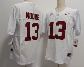 Cheap Men\'s Alabama Crimson Tide #13 Malachi Moore White FUSE College Stitched Jersey