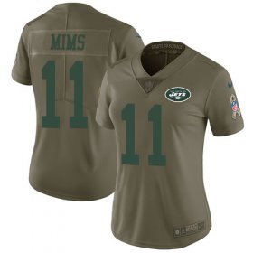 Wholesale Cheap Nike Jets #11 Denzel Mim Olive Women\'s Stitched NFL Limited 2017 Salute To Service Jersey