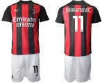 Wholesale Cheap Men 2020-2021 club AC milan home 11 red Soccer Jerseys