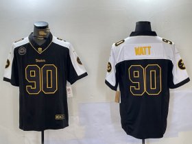 Cheap Men\'s Nike Pittsburgh Steelers #90 T. J. Watt Black Team Color Stitched NFL Vapor Untouchable Limited Jersey