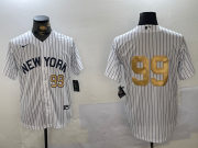 Cheap Men's New York Yankees #99 Aaron Judge White Pinstripe Without Name Fashion Cool Base Jerseys