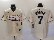 Cheap Men's New York Yankees #7 Mickey Mantle Cream Limited Stitched Baseball Jerseys