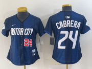 Wholesale Cheap Women's Detroit Tigers #24 Miguel Cabrera Navy 2024 City Connect Cool Base Limited Stitched Jerseys