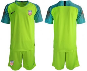 Wholesale Cheap USA Blank Shiny Green Goalkeeper Soccer Country Jersey