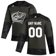 Wholesale Cheap Columbus Blue Jackets Adidas 2019 Veterans Day Authentic Custom Practice NHL Jersey Camo