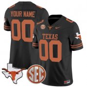 Cheap Men's Texas Longhorns Active Player Custom Black F.U.S.E. State Map & SEC Patch Stitched Jersey