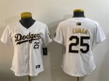 Cheap Women's Los Angeles Dodgers #25 Tommy Edman White Gold Home Limited Stitched Baseball Jersey(Run Small)