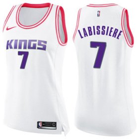 Wholesale Cheap Women\'s Sacramento Kings #7 Skal Labissiere White Pink NBA Swingman Fashion Jersey