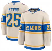 Cheap Men's St. Louis Blues #25 Jordan Kyrou Cream 2024-25 Winter Classic Stitched Hockey Jersey