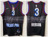 Wholesale Cheap Men's Philadelphia 76ers #3 Allen Iverson NEW Black Nike 2021 Swingman City Edition Jersey