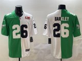 Cheap Men's Philadelphia Eagles #26 Saquon Barkley Green White Split 2025 Super Bowl LIX Patch Vapor Untouchable Limited Football Stitched Jersey