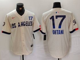 Cheap Men\'s Los Angeles Dodgers #17 Shohei Ohtani Cream 2024 City Connect Limited Jersey