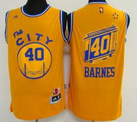 Wholesale Cheap Men\'s Golden State Warriors #40 Harrison Barnes Revolution 30 Swingman 2015-16 Retro Yellow Jersey