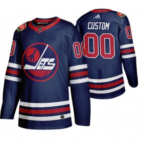 Wholesale Cheap Winnipeg Jets Custom Men\'s 2019-20 Heritage Classic Wha Navy Stitched NHL Jersey