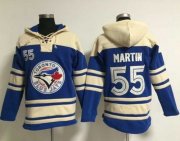 Wholesale Cheap Blue Jays #55 Russell Martin Blue Sawyer Hooded Sweatshirt MLB Hoodie