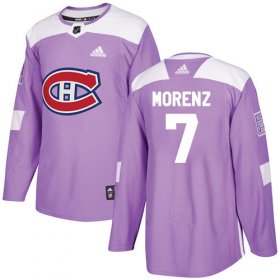 Wholesale Cheap Adidas Canadiens #7 Howie Morenz Purple Authentic Fights Cancer Stitched NHL Jersey