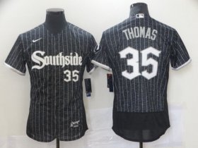 Wholesale Cheap Men\'s Chicago White Sox #35 Frank Thomas Black 2021 City Connect Stitched MLB Flex Base Nike Jersey