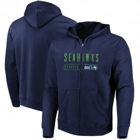 Wholesale Cheap Seattle Seahawks Majestic Hyper Stack Full-Zip Hoodie College Navy