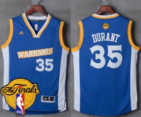 Wholesale Cheap Men\'s Warriors #35 Kevin Durant Royal Stretch Crossover 2017 The Finals Patch Stitched NBA Jersey