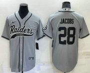 Wholesale Men's Las Vegas Raiders #28 Josh Jacobs Grey Stitched MLB Cool Base Nike Baseball Jersey