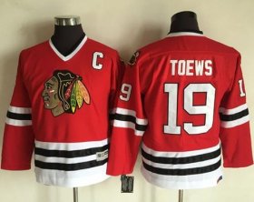 Wholesale Cheap Blackhawks #19 Jonathan Toews Red CCM Throwback Stitched Youth NHL Jersey