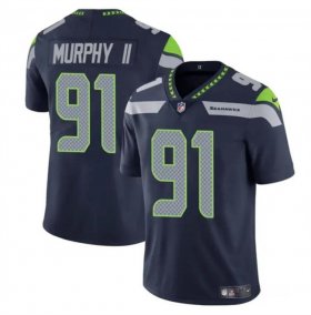 Cheap Men\'s Seattle Seahawks #91 Byron Murphy II Navy 2024 Draft Vapor Limited Football Stitched Jersey