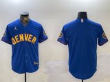 Cheap Men's Denver Nuggets Blank Blue With Patch Stitched Jersey