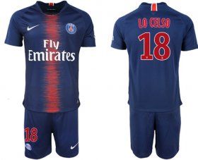 Wholesale Cheap Paris Saint-Germain #18 Lo Celso Home Soccer Club Jersey