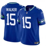 Cheap Men's Seattle Seahawks #15 P.J. Walker Royal 2024 F.U.S.E Throwback Vapor Limited Football Stitched Jersey