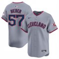 Cheap Men's Cleveland Guardians #57 Shane Bieber Gray 2025 Alternate Limited Stitched Baseball Jersey