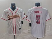 Cheap Men's Washington Commanders #5 Jayden Daniels White With Patch Cool Base Stitched Baseball Jersey