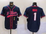 Cheap Men's Houston Texans #1 Stefon Diggs Navy With Patch Cool Base Stitched Baseball Jerseys