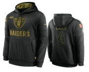 Wholesale Cheap Men's Las Vegas Raiders #4 Derek Carr Black 2020 Salute To Service Sideline Performance Pullover Hoodie