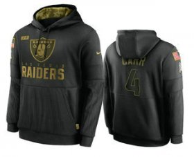 Wholesale Cheap Men\'s Las Vegas Raiders #4 Derek Carr Black 2020 Salute To Service Sideline Performance Pullover Hoodie