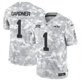 Men\'s New York Jets #1 Sauce Gardner 2024 Arctic Camo Salute To Service Limited Stitched Football Jersey