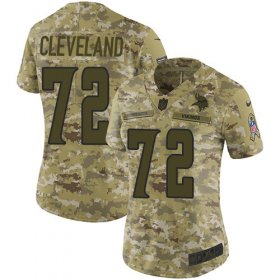 Wholesale Cheap Nike Vikings #72 Ezra Cleveland Camo Women\'s Stitched NFL Limited 2018 Salute To Service Jersey