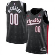 Cheap Men's Portland Trail Blazers #00 Scoot Henderson Black 2024-25 City Edition Edition Stitched Basketball Jersey