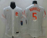 Wholesale Cheap Men's San Francisco Giants #5 Pat Burrell White 2021 City Connect Stitched MLB Flex Base Nike Jersey