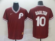 Wholesale Cheap Men Philadelphia Phillies 10 Daulton Red Game Throwback Nike 2022 MLB Jersey