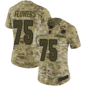 Wholesale Cheap Nike Dolphins #75 Ereck Flowers Camo Women\'s Stitched NFL Limited 2018 Salute To Service Jersey