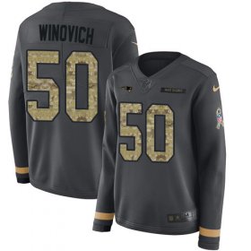 Wholesale Cheap Nike Patriots #50 Chase Winovich Anthracite Salute to Service Women\'s Stitched NFL Limited Therma Long Sleeve Jersey