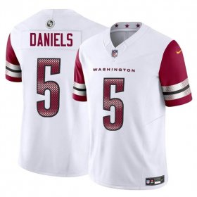 Cheap Men\'s Washington Commanders #5 Jayden Daniels White 2024 Draft F.U.S.E Vapor Limited Football Stitched Jersey